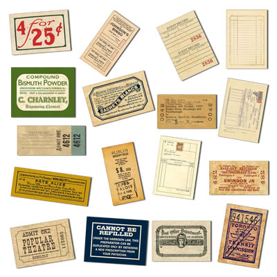 7Gypsies - Mini Ephemera - Receipts  (sold in 3's)