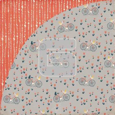 Basic Grey - Mon Ami - Bicyclette  12 x 12 paper (Sold in packs of 25)