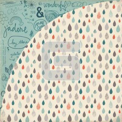 Basic Grey - Mon Ami - Pluie 12 x 12 paper (Sold in packs of 25)