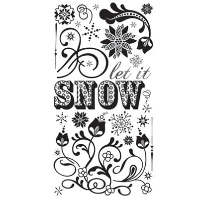 BasicGrey - Eskimo Kisses - Snow Blooms Rub-ons Black  (sold in 3's)