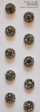 Swarovski Crystal Cluster Brads - Black Diamond 10/pk  (sold in 3's)
