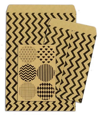 Bo Bunny Press - Kraft - Gift Bags - Chevron  (sold in 6's)
