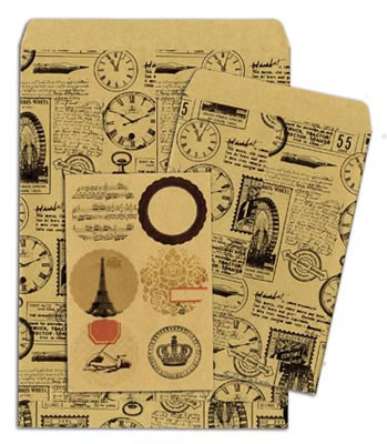 Bo Bunny Press - Kraft - Gift Bags - Clocks  (sold in 6's)