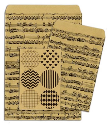 Bo Bunny Press - Kraft - Gift Bags - Music Notes  (sold in 6's)