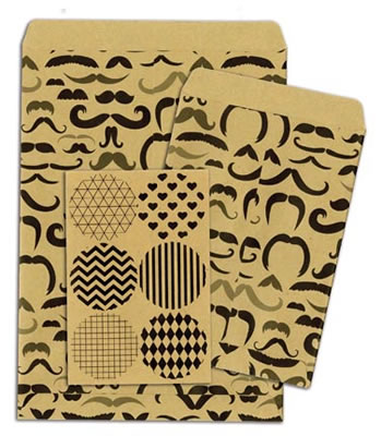 Bo Bunny Press - Kraft - Gift Bags - Mustache  (sold in 6's)