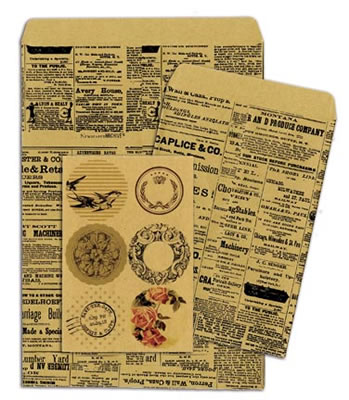 Bo Bunny Press - Kraft - Gift Bags - Newsprint  (sold in 6's)