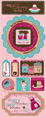 Bo-Bunny Press - Sweet Tooth - Cherry on Top Cardstock Sticker  (sold in 3's)