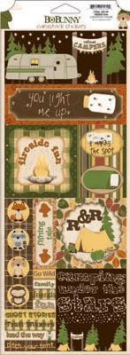 Bo Bunny Press - Camp A Lot - Fireside Fun Cardstock Sticker  (sold in 3's)
