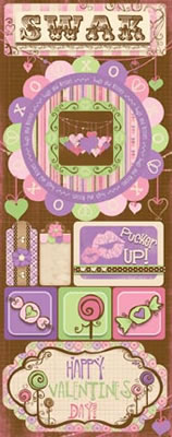 Bo Bunny Press - Smoochable - Hugs & Kisses Cardstock Stickers  (sold in 3's)