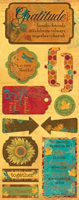 Bo-Bunny Press - Forever Fall - Gratitude Cardstock Sticker  (sold in 3's)