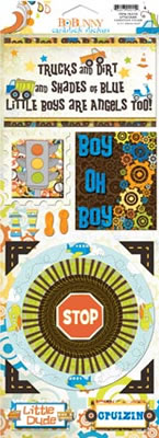 Bo Bunny Press - On the Go - Little Dude Cardstock Stickers  (sold in 3's)