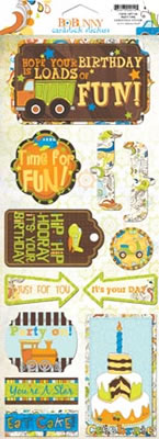 Bo Bunny Press - On the Go - Party Time Cardstock Stickers  (sold in 3's)