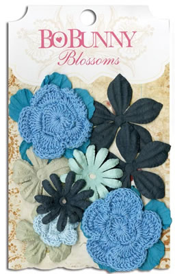 Bo Bunny Press - Blossoms - Denim Blue Bouquet  (sold in 3's)