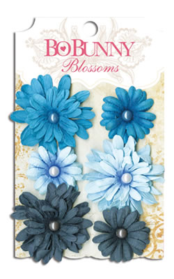 Bo Bunny Press - Blossoms - Denim Blue Daisy  (sold in 3's)