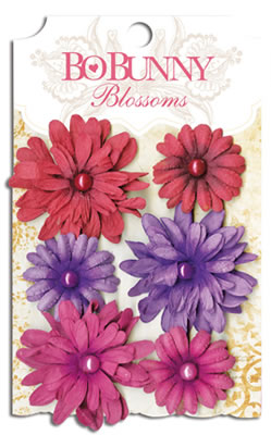 Bo Bunny Press - Blossoms - Plum Purple Daisy  (sold in 3's)