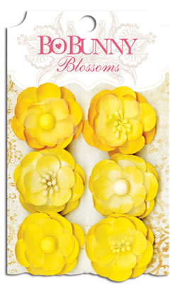 Bo Bunny Press - Blossoms - Buttercup Pansy  (sold in 3's)