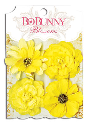 Bo Bunny Press - Blossoms - Buttercup Zinnia  (sold in 3's)