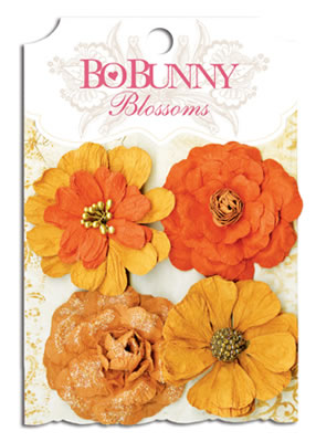 Bo Bunny Press - Blossoms - Harvest Orange Zinnia  (sold in 3's)