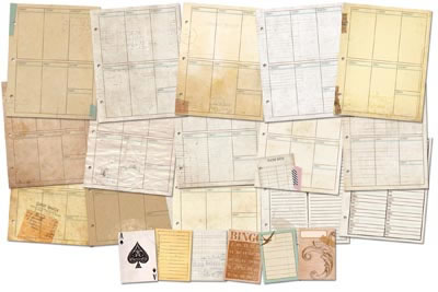 Bo Bunny Press - Misc Me - Vintage Weekly Contents  (sold in 3's)