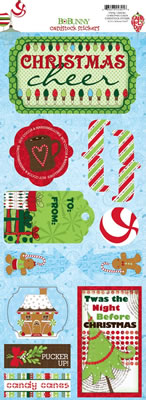 Bo Bunny Press - Mistletoe - Christmas Cheer Sticker  (sold in 3's)