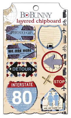 Bo Bunny Press - Detour - Layered Chipboard  (sold in 3's)