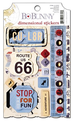 Bo Bunny Press - Detour - Dimensional Stickers  (sold in 3's)
