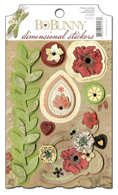 Bo Bunny Press - Serenade - Dimensional Stickers  (sold in 3's)