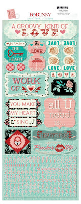 Bo Bunny - Love Letters - Heart Throb Stickers  (sold in 6's)