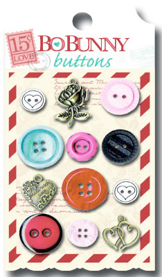 Bo Bunny - Love Letters - Buttons  (sold in 3's)