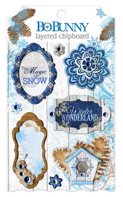 Bo Bunny - Powder Mountain - Layered Chipboard  (sold in 3's)