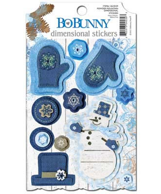 Bo Bunny - Powder Mountain - Dimensional Stickers  (sold in 3's)