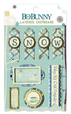 Bo Bunny - Snow Day - Layered Chipboard  (sold in 3's)