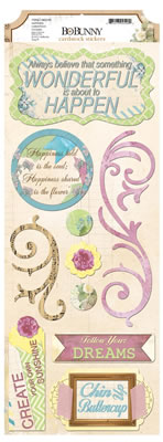 Bo Bunny Press - C'est la Vie - Happiness Sticker  (sold in 6's)