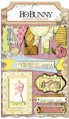 Bo Bunny Press - C'est la Vie - Layered Chipboard  (sold in 3's)