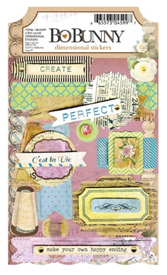 Bo Bunny Press - C'est la Vie - Dimensional Stickers  (sold in 3's)