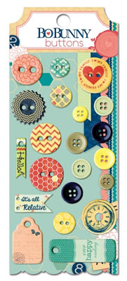 Bo Bunny Press - Family Is - Buttons  (sold in 3's)