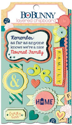Bo Bunny Press - Family Is - Layered Chipboard  (sold in 3's)