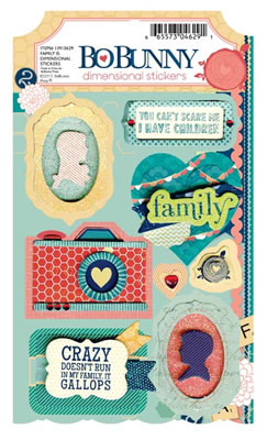Bo Bunny Press - Family Is - Dimensional Stickers  (sold in 3's)