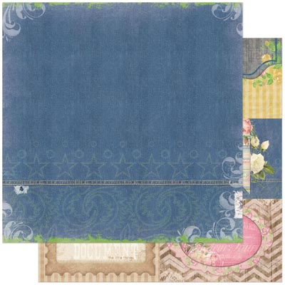 Bo Bunny Press - Prairie Chic - Stonewashed Denim 12x12 d/sided paper  (pack of 10)