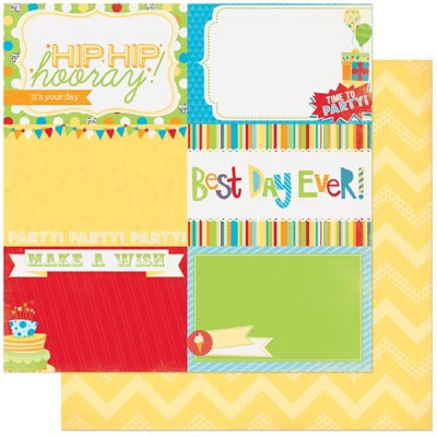 Bo Bunny Press - Surprise! - Hooray 12x12 d/sided paper  (pack of 10)