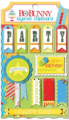 Bo Bunny Press - Surprise! - Layered Chipboard  (sold in 3's)
