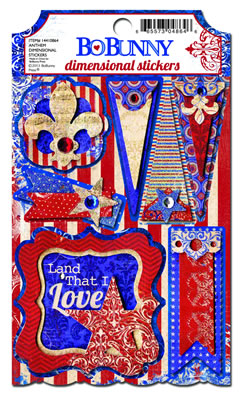 Bo Bunny Press - Anthem - Dimensional Stickers  (sold in 3's)