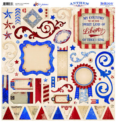 Bo Bunny Press - Anthem - 12x12 Chipboard  (sold in 3's)