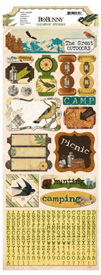Bo Bunny Press - Trail Mix - Camping Sticker  (sold in 6's)