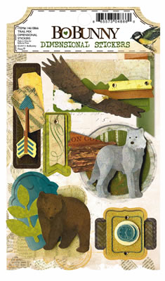 Bo Bunny Press - Trail Mix - Dimensional Stickers  (sold in 3's)