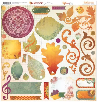 Bo Bunny - Autumn Song - 12x12 Chipboard  (sold in 3's)