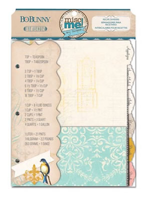 Bo Bunny Press - The Avenue - Recipe Dividers  (sold in 3's)