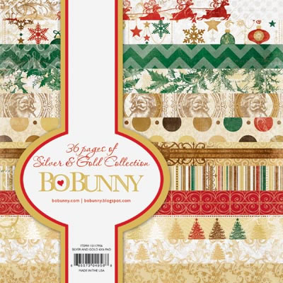 Bo Bunny Press - Silver and Gold - 6x6 Paper Pad  (sold in 3's)