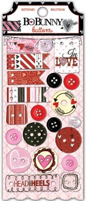 Bo Bunny - Head Over Heels - Buttons  (sold in 3's)