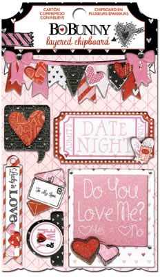 Bo Bunny - Head Over Heels - Layered Chipboard  (sold in 3's)